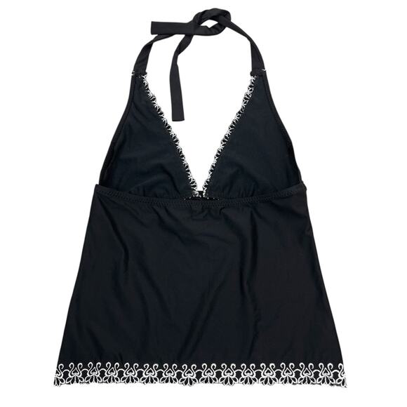 BECCA by Rebecca Virtue Black Embroidered Halter Triangle Tankini Small Y2K - Picture 4 of 4
